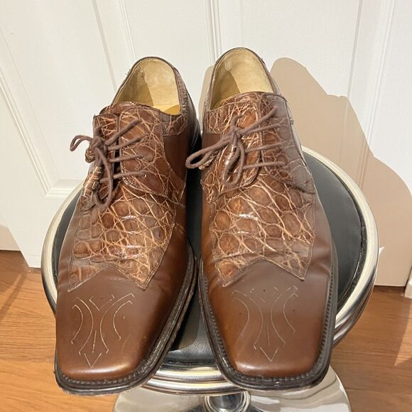 MEZLAN Leather Genuine Crocodile Alligator Loafers Shoes Boots 13 Vintage main image 10